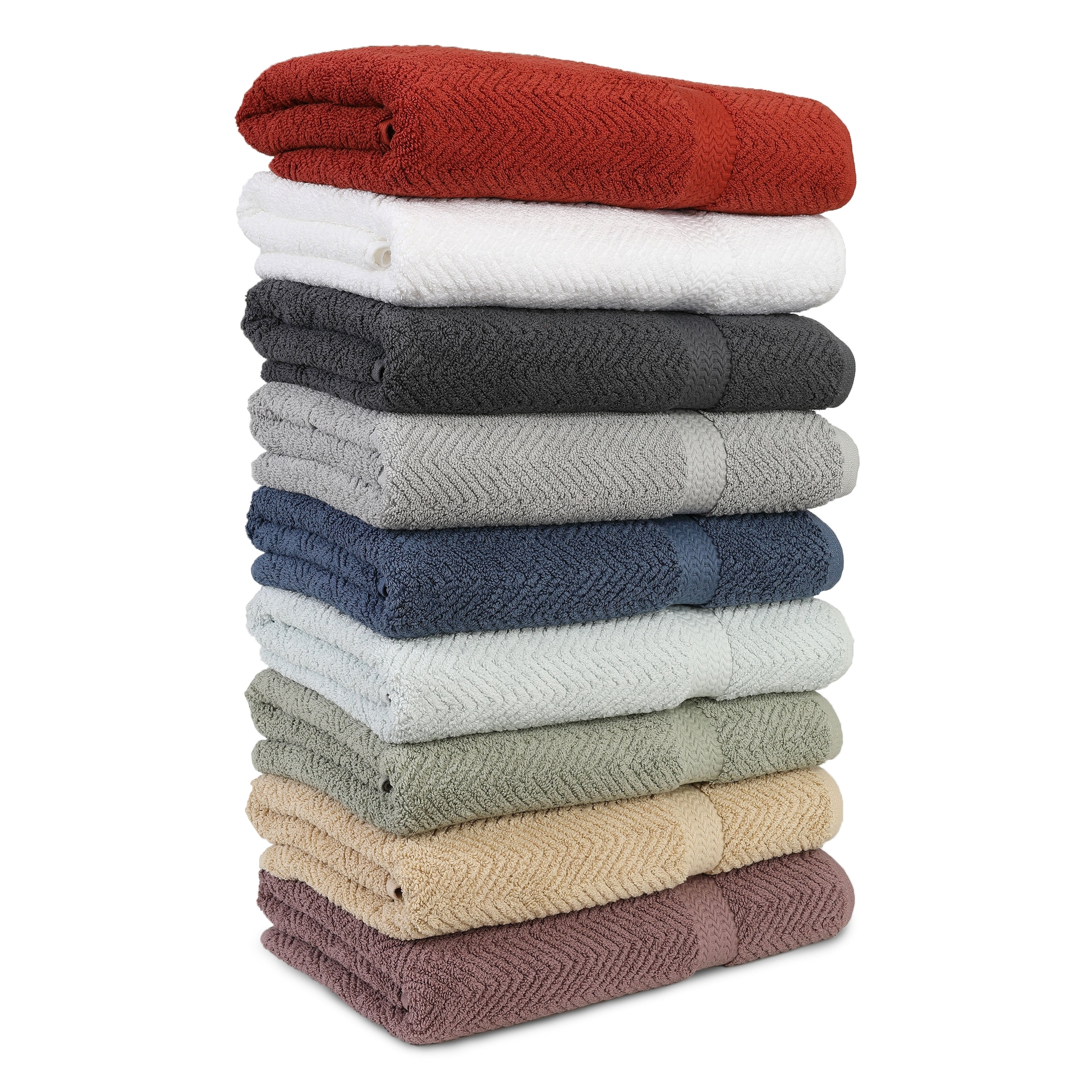 Authentic Hotel And Spa Herringbone Weave Turkish Cotton Hand Towel Set Of 4
