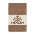 Authentic Hotel And Spa Latte Brown Turkish Cotton Scrollwork Embroidered Hand Towel