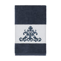 Authentic Hotel And Spa Midnight Blue Turkish Cotton Scrollwork Embroidered Hand Towel