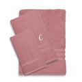 Authentic Hotel And Spa Omni Turkish Cotton Terry 3 Piece Tea Rose Bath Towel Set With White Script Monogrammed Initial