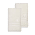 Authentic Hotel And Spa Omni Turkish Cotton Terry Set Of 2 Cream Hand Towels With White Script Monogrammed Initial