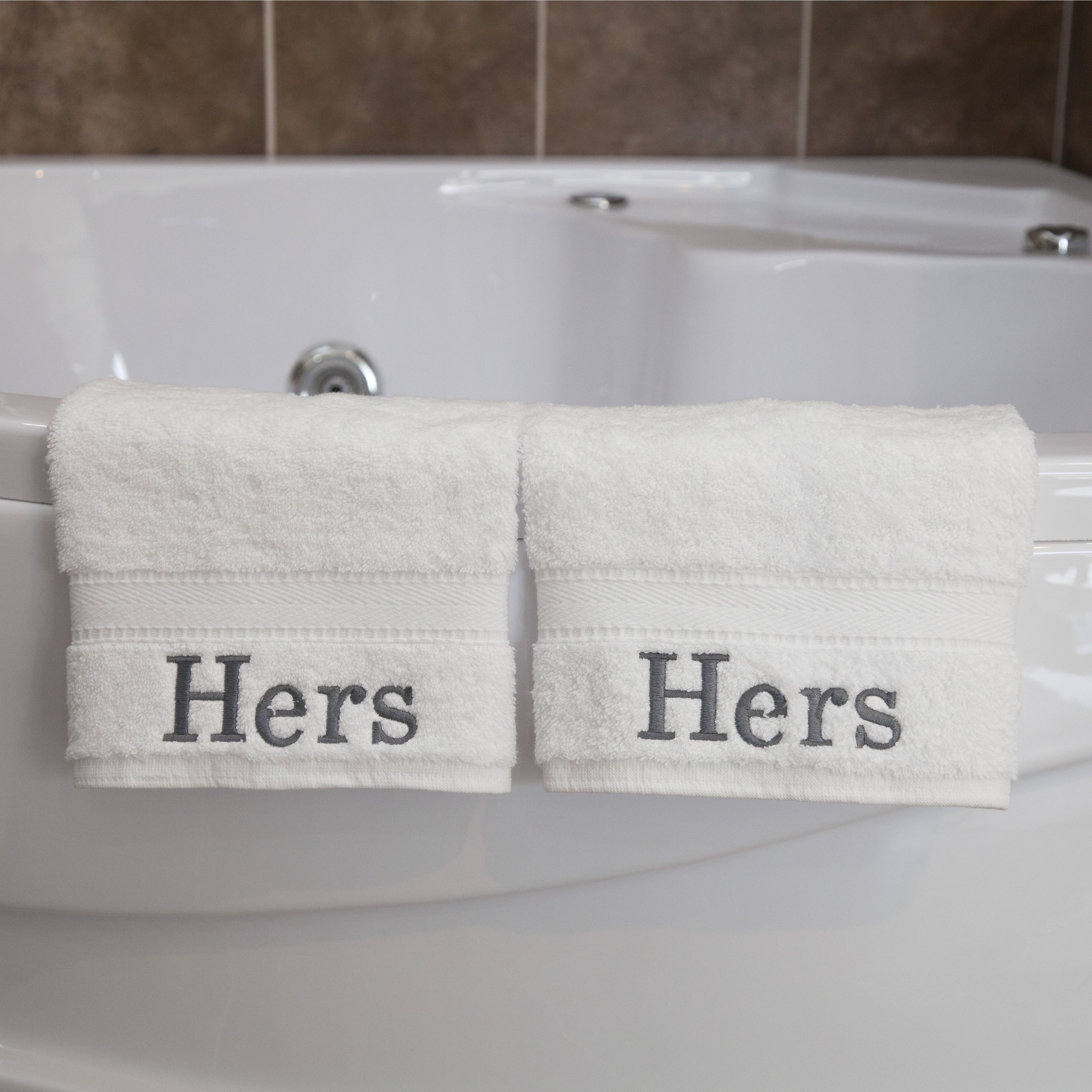 Authentic Hotel And Spa Embroidered Hers Turkish Cotton Hand Towels Set Of 2