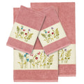 Authentic Hotel And Spa Rose Turkish Cotton Wildflowers Embroidered 4 Piece Towel Set