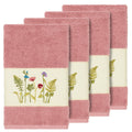Authentic Hotel And Spa Rose Turkish Cotton Wildflowers Embroidered Hand Towels Set Of 4