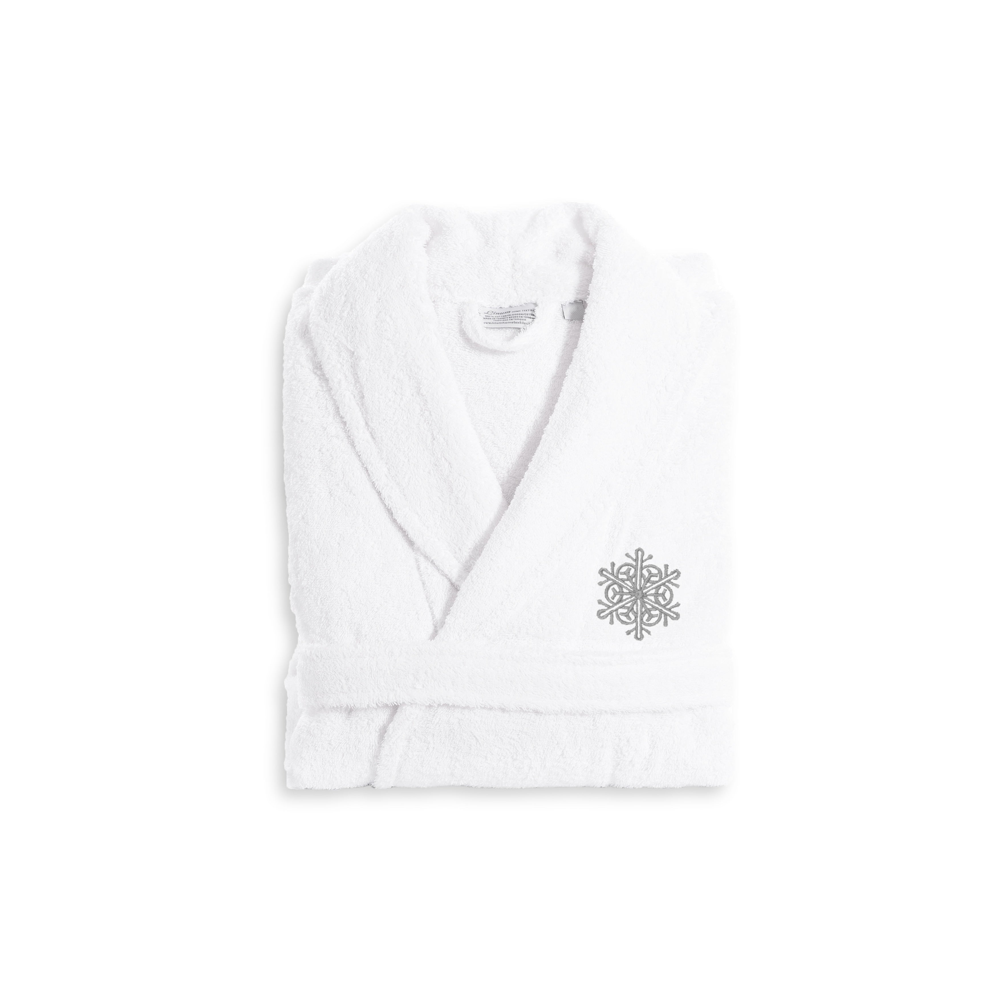 Authentic Hotel And Spa Silver Snowflake Terry Cloth Turkish Cotton Bath Robe
