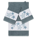 Authentic Hotel And Spa Teal Blue Turkish Cotton Starfish Embroidered 3 Piece Towel Set