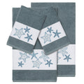 Authentic Hotel And Spa Teal Blue Turkish Cotton Starfish Embroidered 4 Piece Towel Set