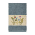 Authentic Hotel And Spa Teal Blue Turkish Cotton Wildflowers Embroidered Hand Towel
