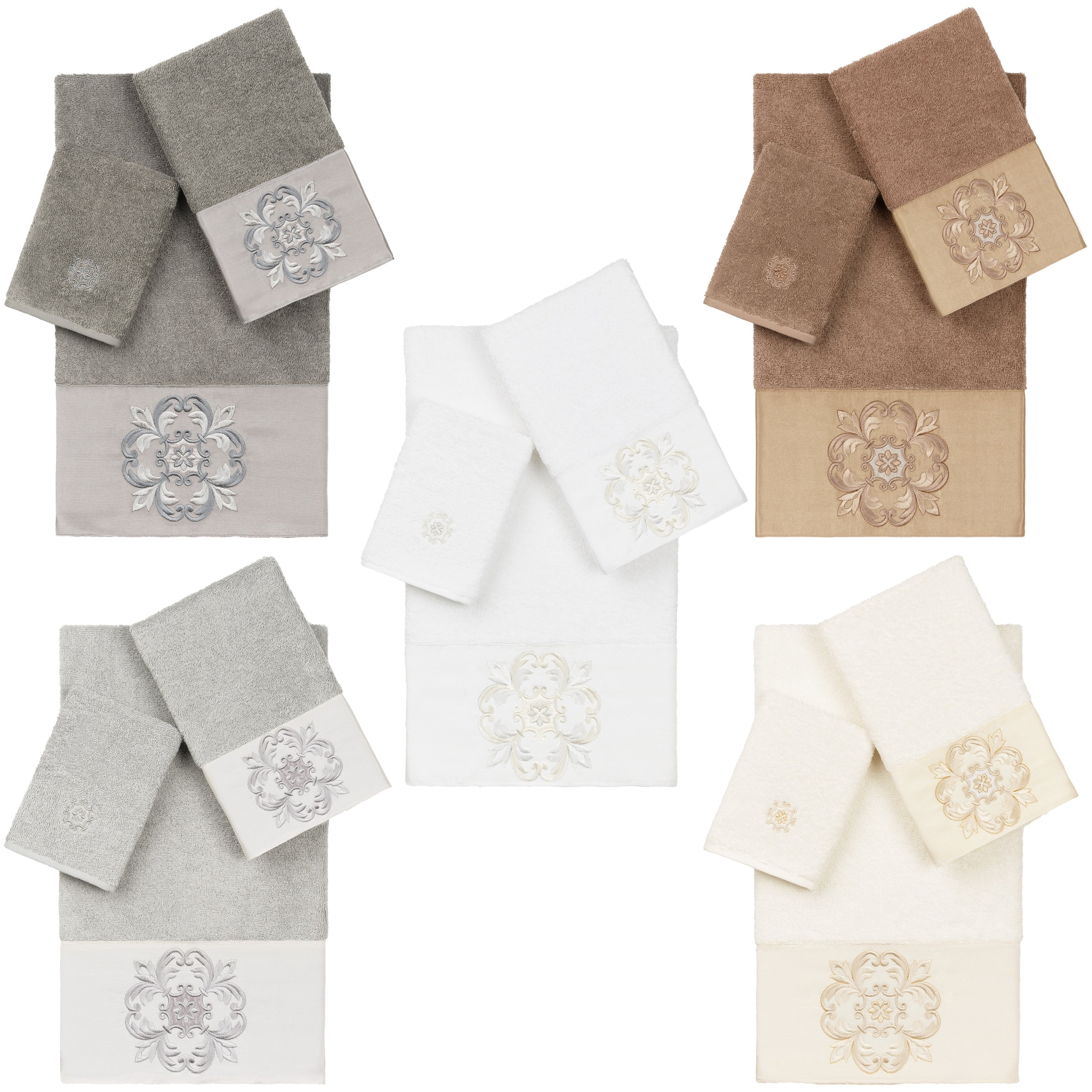 Authentic Hotel And Spa Textiles 100 Turkish Cotton Alyssa 3Pc Embellished Towel Set
