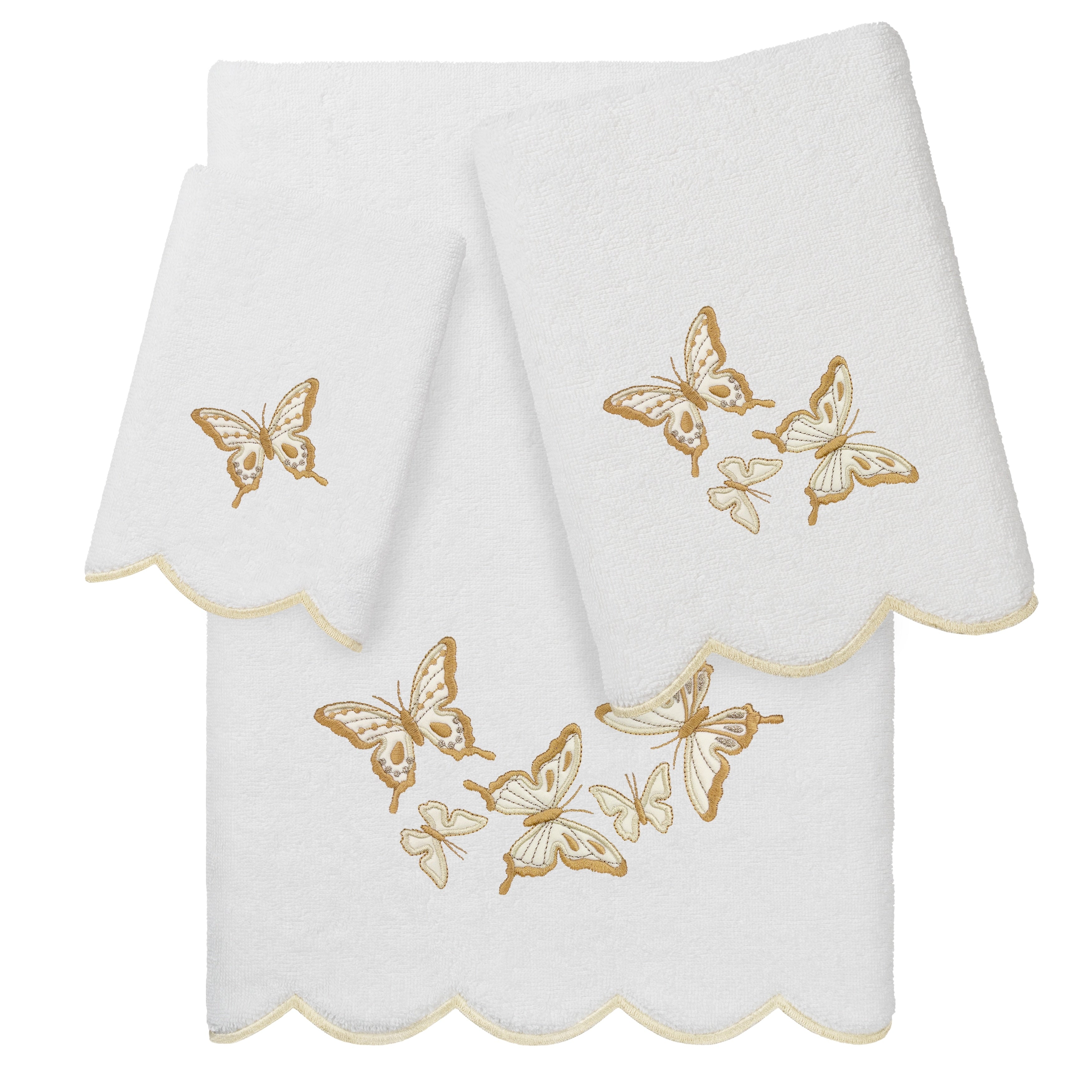 Authentic Hotel And Spa 100 Turkish Cotton Britney Scallop Embellished Towel Collection