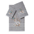 Authentic Hotel And Spa Turkish Cotton Blue Bird Embroidered 3 Piece Towel Set