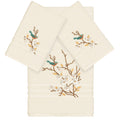 Authentic Hotel And Spa Turkish Cotton Blue Bird Embroidered Cream 3 Piece Towel Set