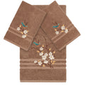 Authentic Hotel And Spa Turkish Cotton Blue Bird Embroidered Latte Brown 3 Piece Towel Set