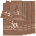 Authentic Hotel And Spa Turkish Cotton Blue Bird Embroidered Latte Brown 8 Piece Towel Set