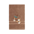 Authentic Hotel And Spa Turkish Cotton Blue Bird Embroidered Latte Brown Hand Towel
