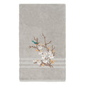 Authentic Hotel And Spa Turkish Cotton Blue Bird Embroidered Light Grey Bath Towel