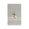 Authentic Hotel And Spa Turkish Cotton Blue Bird Embroidered Light Grey Hand Towel