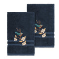Authentic Hotel And Spa Turkish Cotton Blue Bird Embroidered Midnight Blue 2 Piece Towel Hand Set
