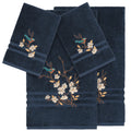 Authentic Hotel And Spa Turkish Cotton Blue Bird Embroidered Midnight Blue 4 Piece Towel Set