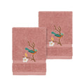 Authentic Hotel And Spa Turkish Cotton Blue Bird Embroidered Tea Rose 2 Piece Washcloth Set
