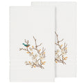 Authentic Hotel And Spa Turkish Cotton Blue Bird Embroidered White 2 Piece Bath Towel Set