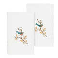 Authentic Hotel And Spa Turkish Cotton Blue Bird Embroidered White 2 Piece Towel Hand Set