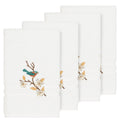 Authentic Hotel And Spa Turkish Cotton Blue Bird Embroidered White 4 Piece Hand Towel Set