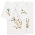 Authentic Hotel And Spa Turkish Cotton Blue Bird Embroidered White 4 Piece Towel Set