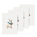 Authentic Hotel And Spa Turkish Cotton Blue Bird Embroidered White 4 Piece Washcloth Set