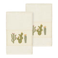 Authentic Hotel And Spa Turkish Cotton Cactus Embroidered Cream 2 Piece Towel Hand Set