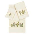 Authentic Hotel And Spa Turkish Cotton Cactus Embroidered Cream 3 Piece Towel Set