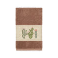Authentic Hotel And Spa Turkish Cotton Cactus Embroidered Latte Brown Hand Towel