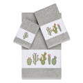 Authentic Hotel And Spa Turkish Cotton Cactus Embroidered Light Grey 3 Piece Towel Set