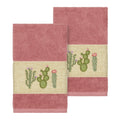 Authentic Hotel And Spa Turkish Cotton Cactus Embroidered Tea Rose 2 Piece Towel Hand Set