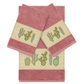 Authentic Hotel And Spa Turkish Cotton Cactus Embroidered Tea Rose 3 Piece Towel Set