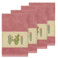 Authentic Hotel And Spa Turkish Cotton Cactus Embroidered Tea Rose 4 Piece Hand Towel Set