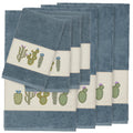 Authentic Hotel And Spa Turkish Cotton Cactus Embroidered Teal Blue 8 Piece Towel Set