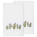 Authentic Hotel And Spa Turkish Cotton Cactus Embroidered White 2 Piece Bath Towel Set