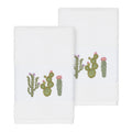 Authentic Hotel And Spa Turkish Cotton Cactus Embroidered White 2 Piece Towel Hand Set