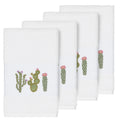 Authentic Hotel And Spa Turkish Cotton Cactus Embroidered White 4 Piece Hand Towel Set