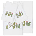Authentic Hotel And Spa Turkish Cotton Cactus Embroidered White 4 Piece Towel Set