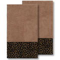 Authentic Hotel And Spa Turkish Cotton Cheetah Jacquard Latte Brown Blue 2 Piece Bath Towel Set