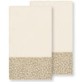 Authentic Hotel And Spa Turkish Cotton Cheetah Jacquard Trim Cream 2 Piece Bath Towel Set