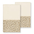 Authentic Hotel And Spa Turkish Cotton Cheetah Jacquard Trim Cream 2 Piece Hand Towel Set