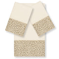 Authentic Hotel And Spa Turkish Cotton Cheetah Jacquard Trim Cream 3 Piece Towel Set