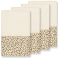 Authentic Hotel And Spa Turkish Cotton Cheetah Jacquard Trim Cream 4 Piece Hand Towel Set