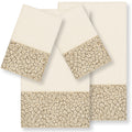 Authentic Hotel And Spa Turkish Cotton Cheetah Jacquard Trim Cream 4 Piece Towel Set