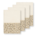 Authentic Hotel And Spa Turkish Cotton Cheetah Jacquard Trim Cream 4 Piece Washcloth Set