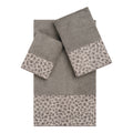 Authentic Hotel And Spa Turkish Cotton Cheetah Jacquard Trim Dark Grey 3 Piece Towel Set