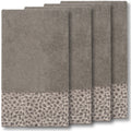 Authentic Hotel And Spa Turkish Cotton Cheetah Jacquard Trim Dark Grey 4 Piece Bath Towel Set